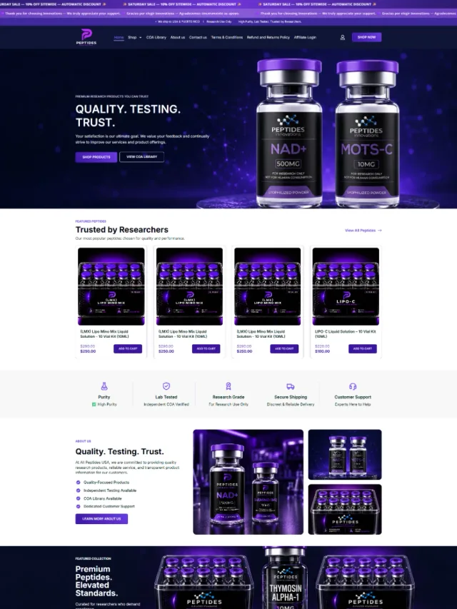 All Peptides USA — Research ecommerce website design by Tofazzol Shuvo