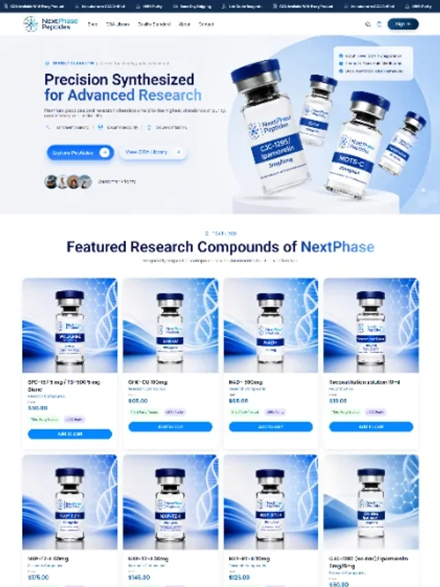 Next Phase Peptides — Research ecommerce website design by Tofazzol Shuvo