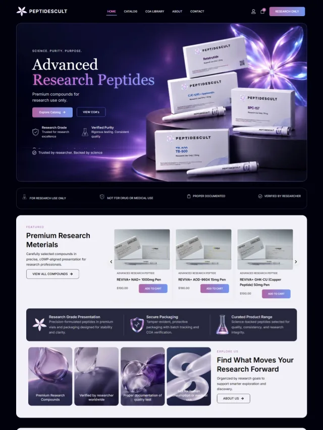 Peptides Cult — Research ecommerce website design by Tofazzol Shuvo