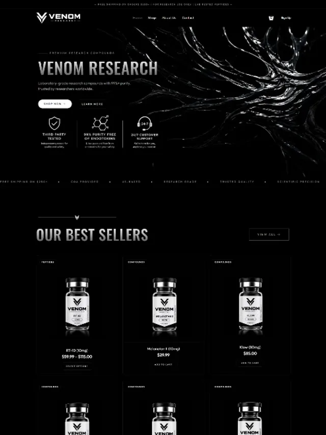 Venom Research — Research ecommerce website design by Tofazzol Shuvo
